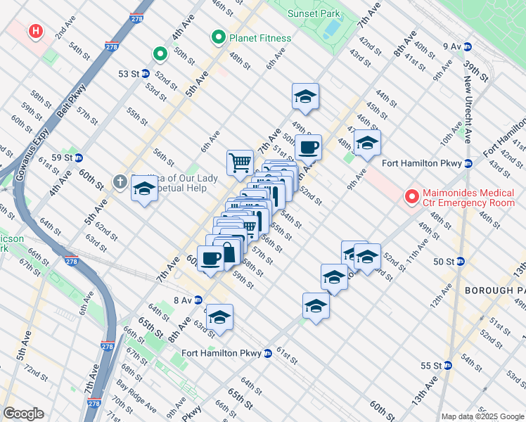 map of restaurants, bars, coffee shops, grocery stores, and more near in Brooklyn