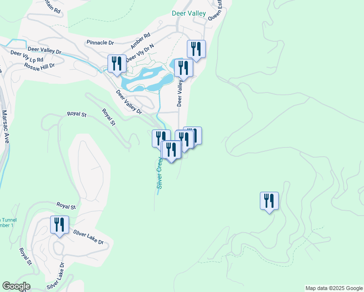 map of restaurants, bars, coffee shops, grocery stores, and more near 2400 Deer Valley Drive East in Park City