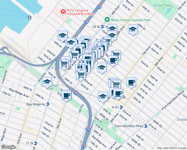 map of restaurants, bars, coffee shops, grocery stores, and more near in Brooklyn
