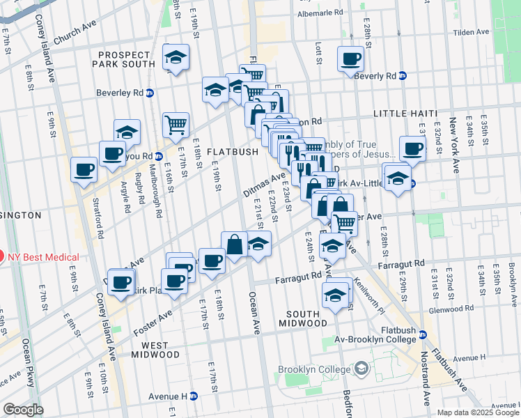 map of restaurants, bars, coffee shops, grocery stores, and more near in Brooklyn