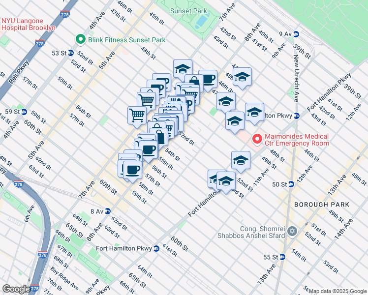 map of restaurants, bars, coffee shops, grocery stores, and more near 834 52nd Street in Brooklyn