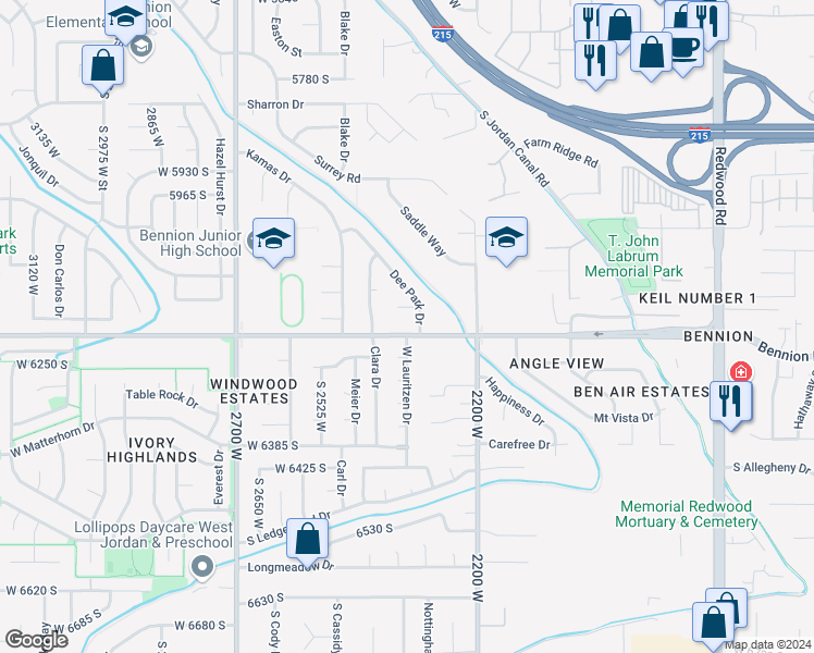 map of restaurants, bars, coffee shops, grocery stores, and more near 2342 West 6200 South in Salt Lake City