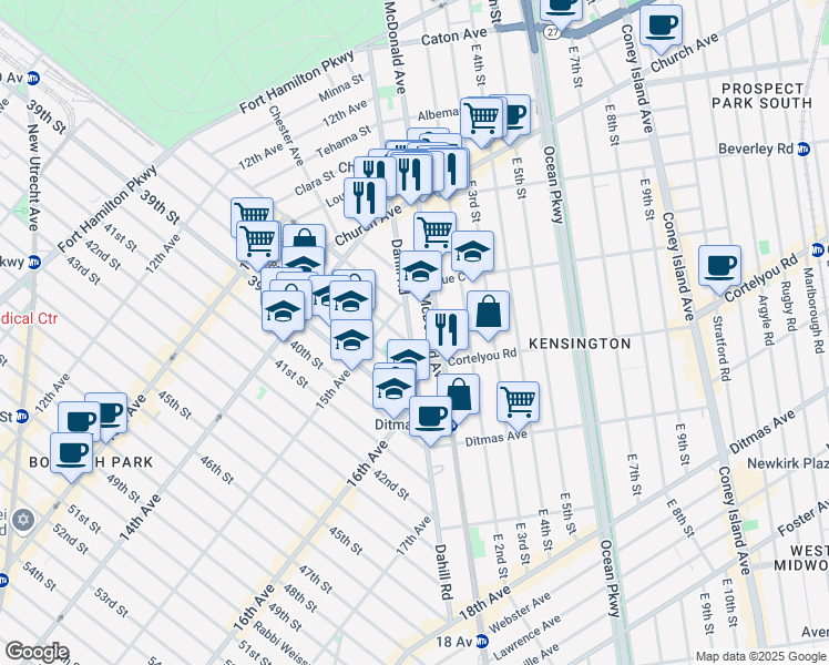 map of restaurants, bars, coffee shops, grocery stores, and more near in Brooklyn