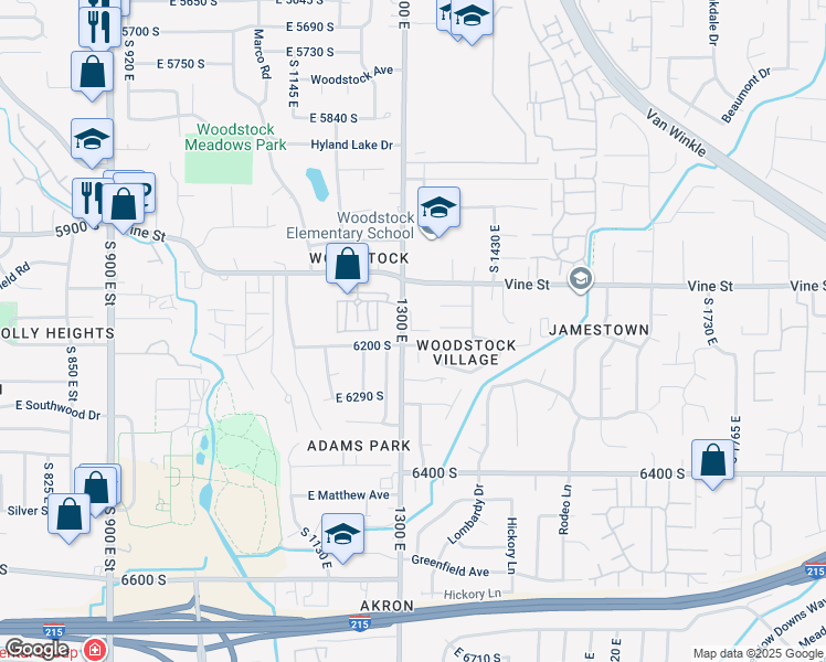 map of restaurants, bars, coffee shops, grocery stores, and more near 1352 Amesbury Circle in Salt Lake City