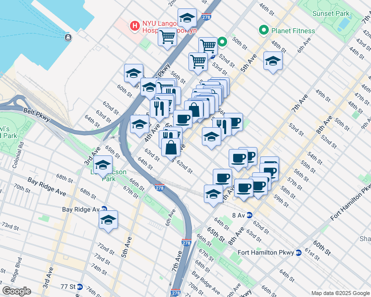 map of restaurants, bars, coffee shops, grocery stores, and more near in Brooklyn