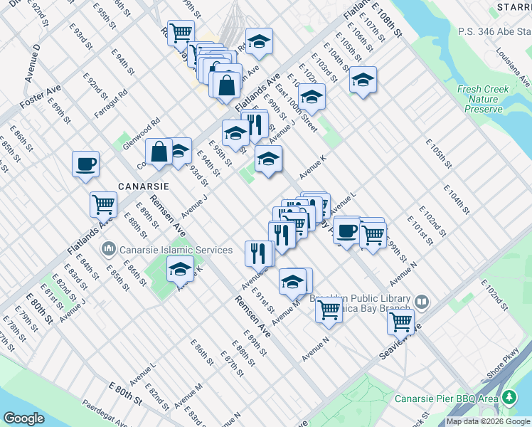 map of restaurants, bars, coffee shops, grocery stores, and more near in Brooklyn