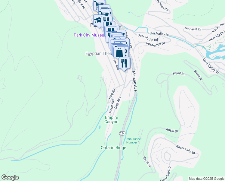 map of restaurants, bars, coffee shops, grocery stores, and more near 115 Sampson Avenue in Park City