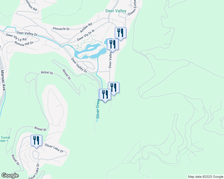 map of restaurants, bars, coffee shops, grocery stores, and more near 2470 Deer Valley Drive East in Park City