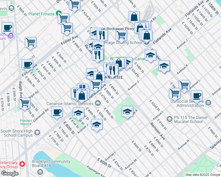 map of restaurants, bars, coffee shops, grocery stores, and more near in Brooklyn