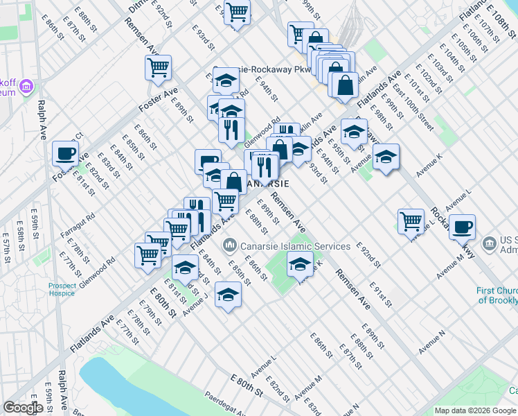 map of restaurants, bars, coffee shops, grocery stores, and more near in Brooklyn