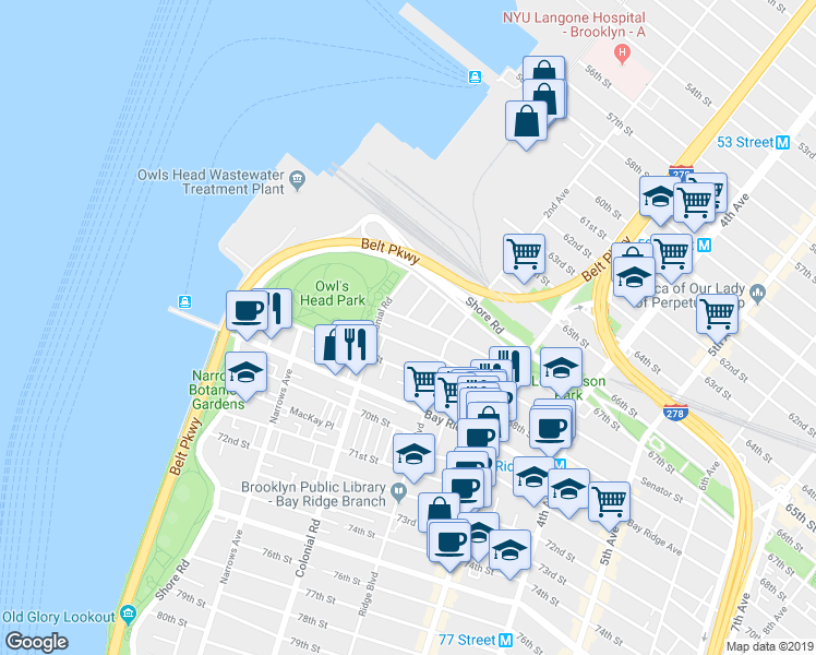 map of restaurants, bars, coffee shops, grocery stores, and more near 6678 Sedgwick Place in Brooklyn