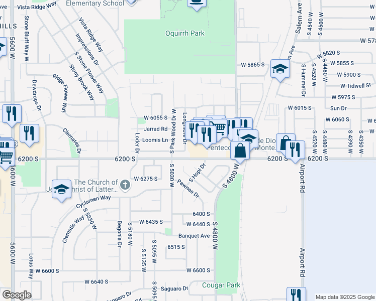 map of restaurants, bars, coffee shops, grocery stores, and more near 6169 Longmore Drive in Salt Lake City