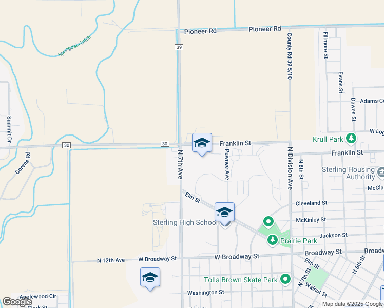 map of restaurants, bars, coffee shops, grocery stores, and more near in Sterling