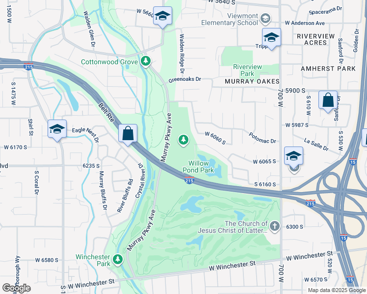 map of restaurants, bars, coffee shops, grocery stores, and more near 949 Red Oaks Drive in Murray