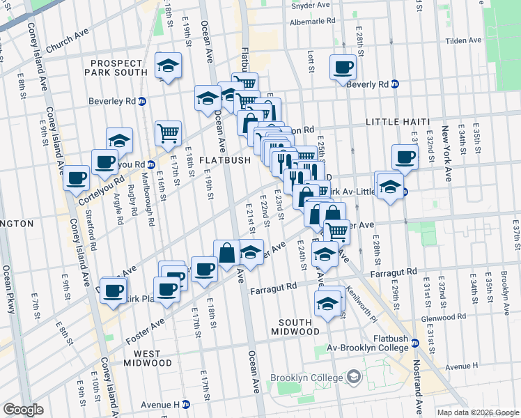 map of restaurants, bars, coffee shops, grocery stores, and more near in Brooklyn