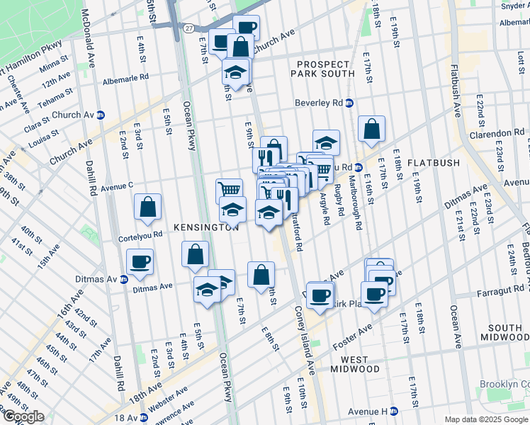 map of restaurants, bars, coffee shops, grocery stores, and more near in Brooklyn