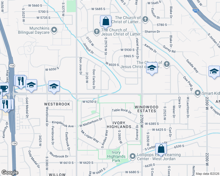 map of restaurants, bars, coffee shops, grocery stores, and more near 6159 Don Leone Drive in Salt Lake City