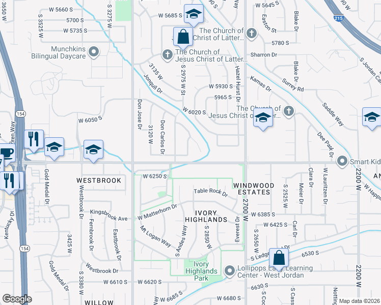 map of restaurants, bars, coffee shops, grocery stores, and more near 6159 Don Leone Drive in Salt Lake City