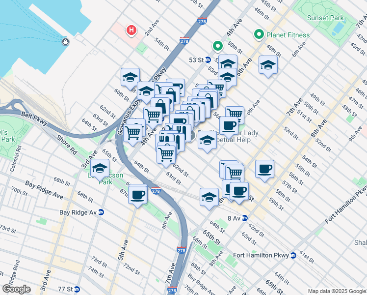 map of restaurants, bars, coffee shops, grocery stores, and more near in Brooklyn