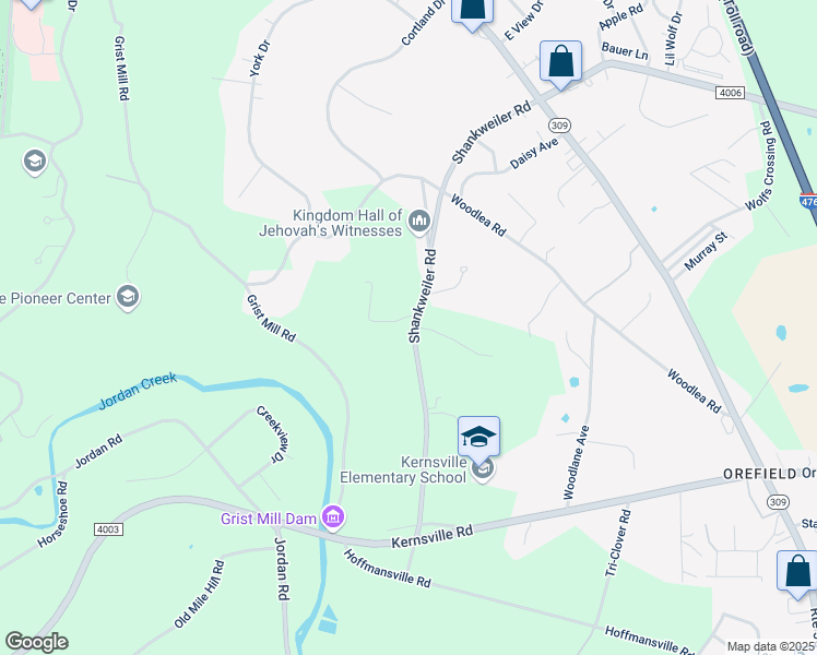 map of restaurants, bars, coffee shops, grocery stores, and more near 4835 Shankweiler Road in Lehigh County
