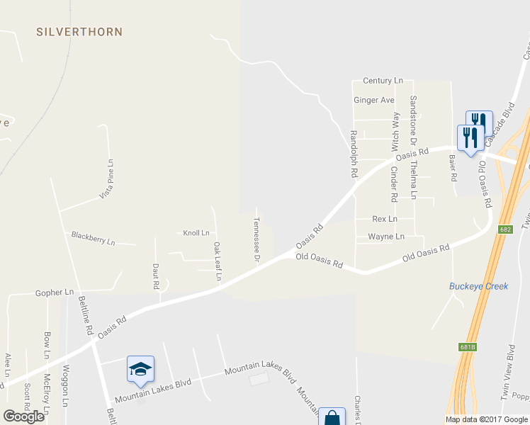 map of restaurants, bars, coffee shops, grocery stores, and more near 12099 Tennessee Drive in Redding