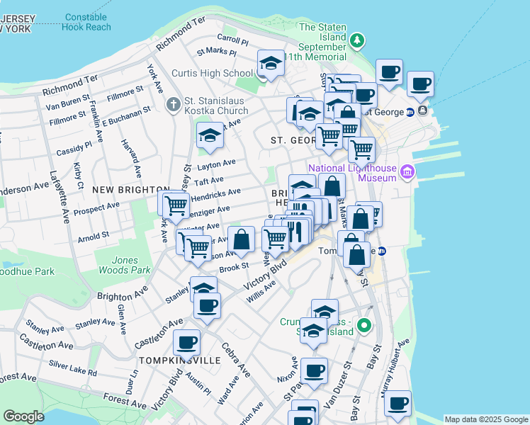 map of restaurants, bars, coffee shops, grocery stores, and more near 354 Westervelt Avenue in Staten Island