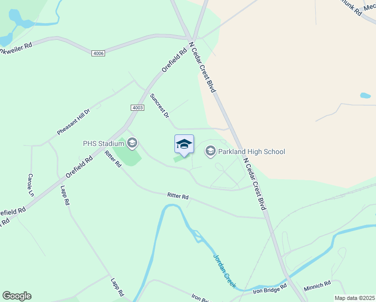 map of restaurants, bars, coffee shops, grocery stores, and more near 2700 North Cedar Crest Boulevard in Allentown