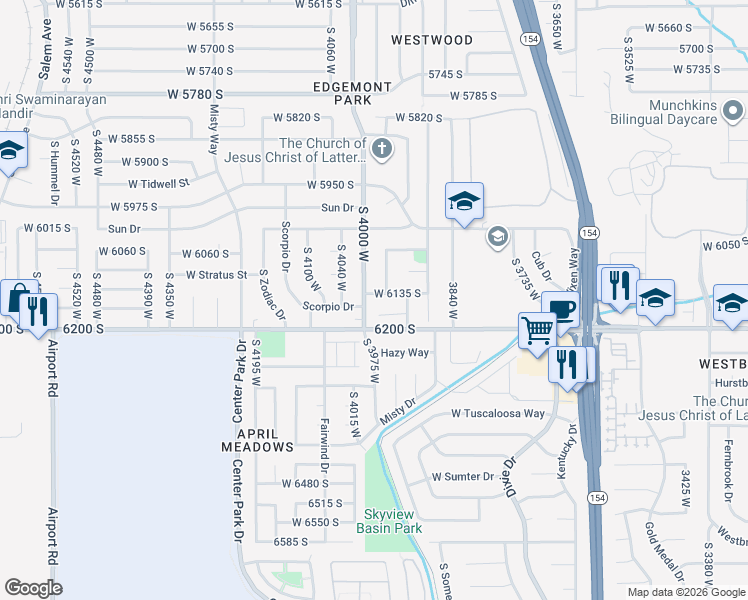 map of restaurants, bars, coffee shops, grocery stores, and more near 3981 West 6135 South in Taylorsville
