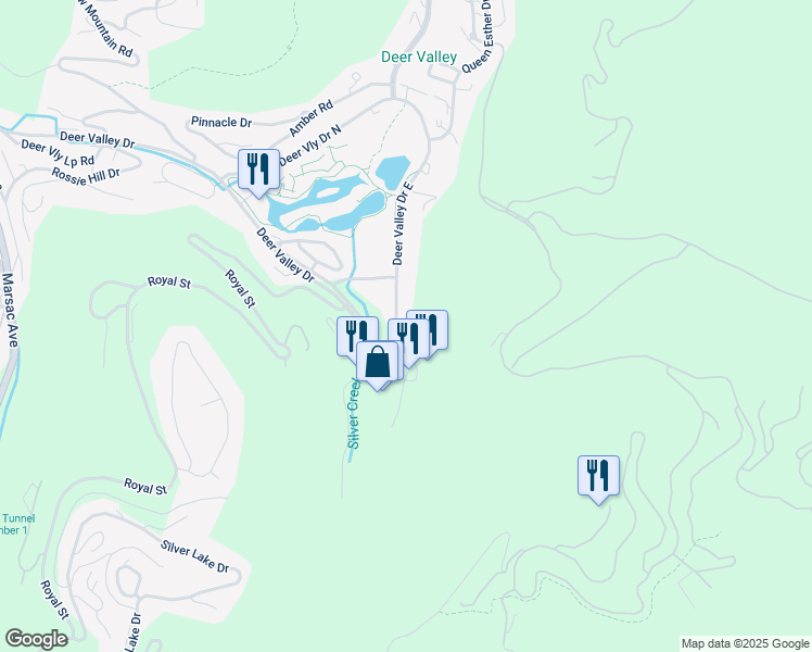 map of restaurants, bars, coffee shops, grocery stores, and more near 2470 Deer Valley Drive East in Park City
