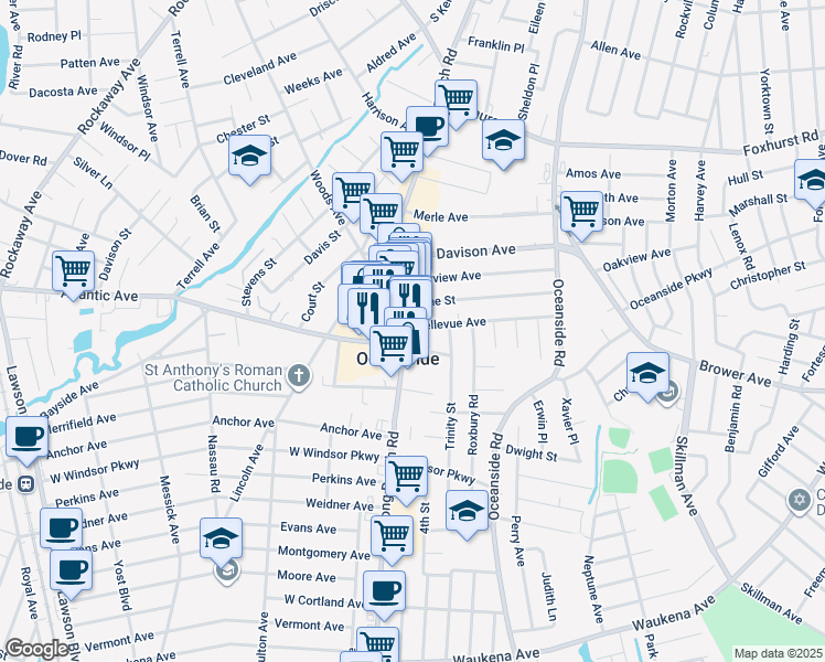 map of restaurants, bars, coffee shops, grocery stores, and more near 2935 Long Beach Road in Oceanside