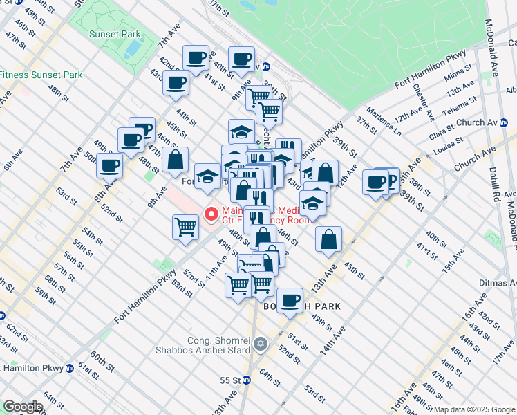 map of restaurants, bars, coffee shops, grocery stores, and more near in Brooklyn