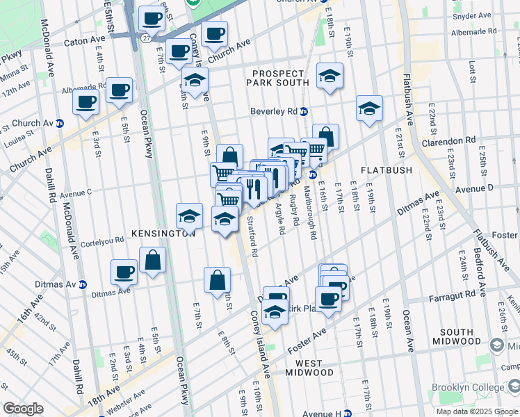 map of restaurants, bars, coffee shops, grocery stores, and more near in Brooklyn