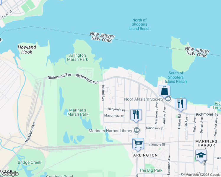 map of restaurants, bars, coffee shops, grocery stores, and more near 35 Holland Avenue in Staten Island