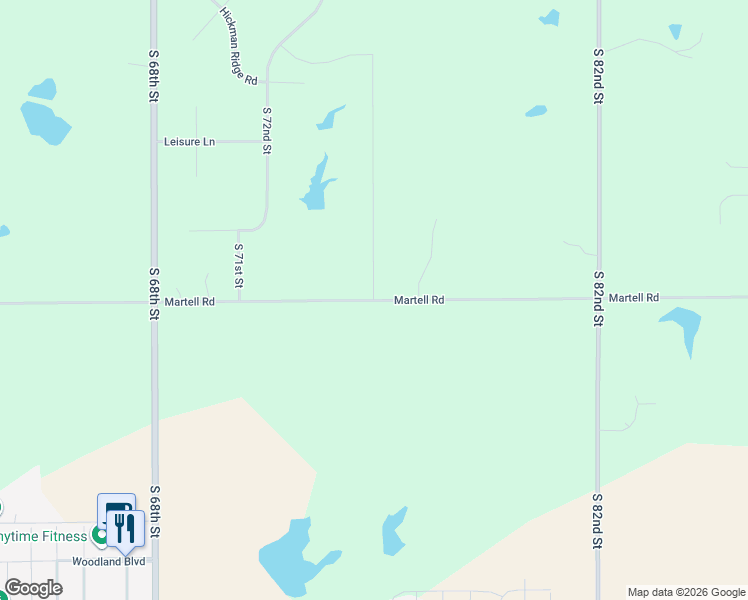 map of restaurants, bars, coffee shops, grocery stores, and more near 16700 South 75th Street Court in Hickman