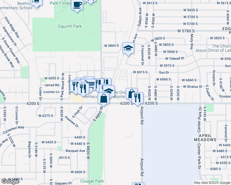 map of restaurants, bars, coffee shops, grocery stores, and more near 4702 West 6200 South in Kearns
