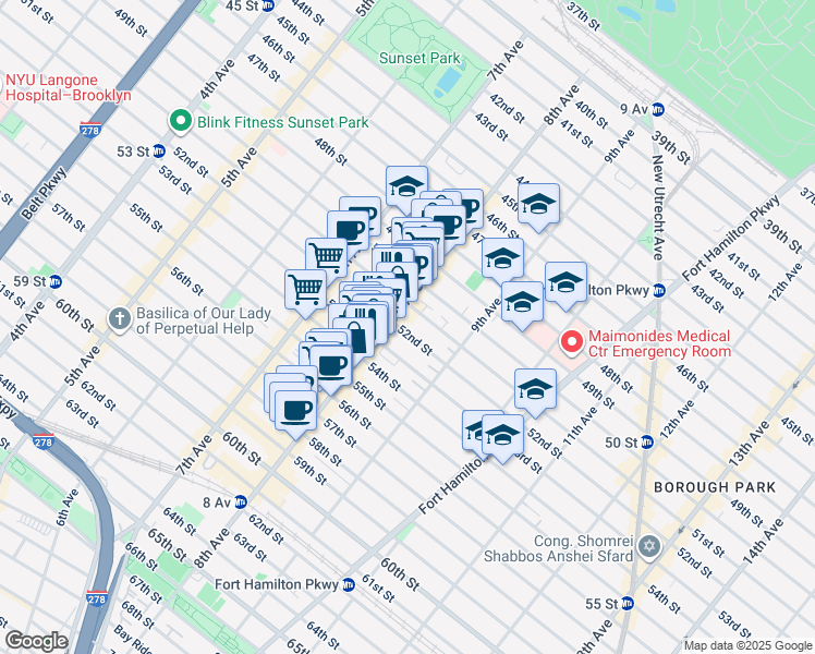 map of restaurants, bars, coffee shops, grocery stores, and more near 815 52nd Street in Brooklyn