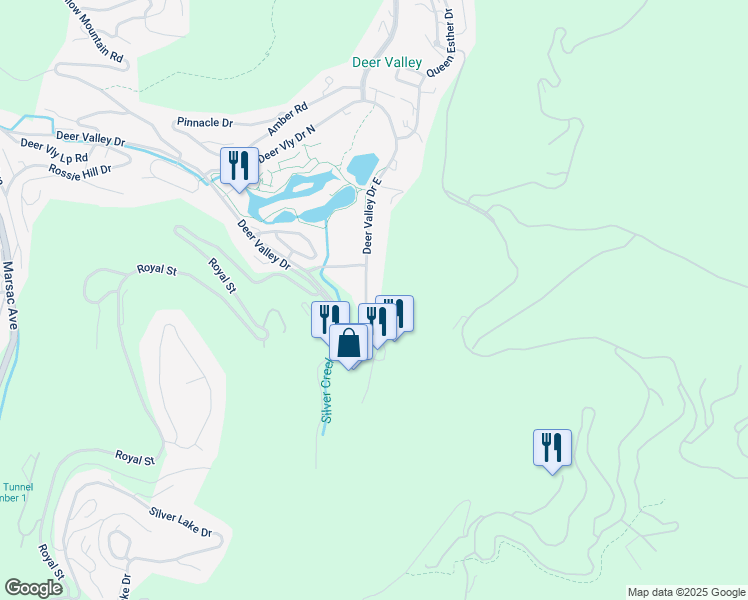 map of restaurants, bars, coffee shops, grocery stores, and more near 2510 Deer Valley Drive East in Park City
