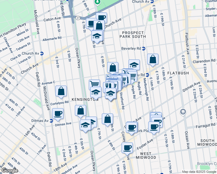 map of restaurants, bars, coffee shops, grocery stores, and more near in Brooklyn