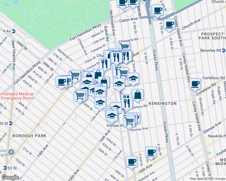 map of restaurants, bars, coffee shops, grocery stores, and more near in Brooklyn
