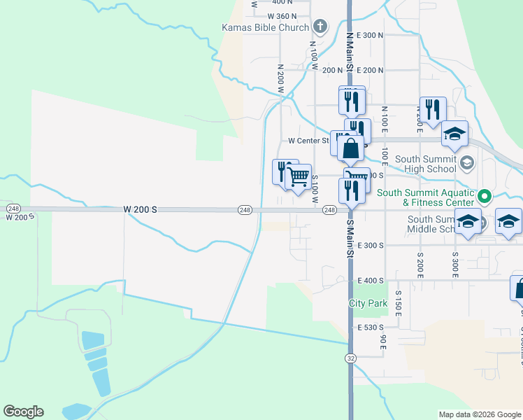 map of restaurants, bars, coffee shops, grocery stores, and more near Utah 248 in Kamas