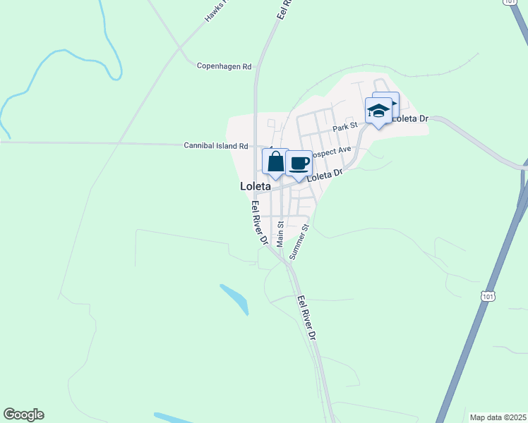 map of restaurants, bars, coffee shops, grocery stores, and more near 348 Main Street in Fortuna