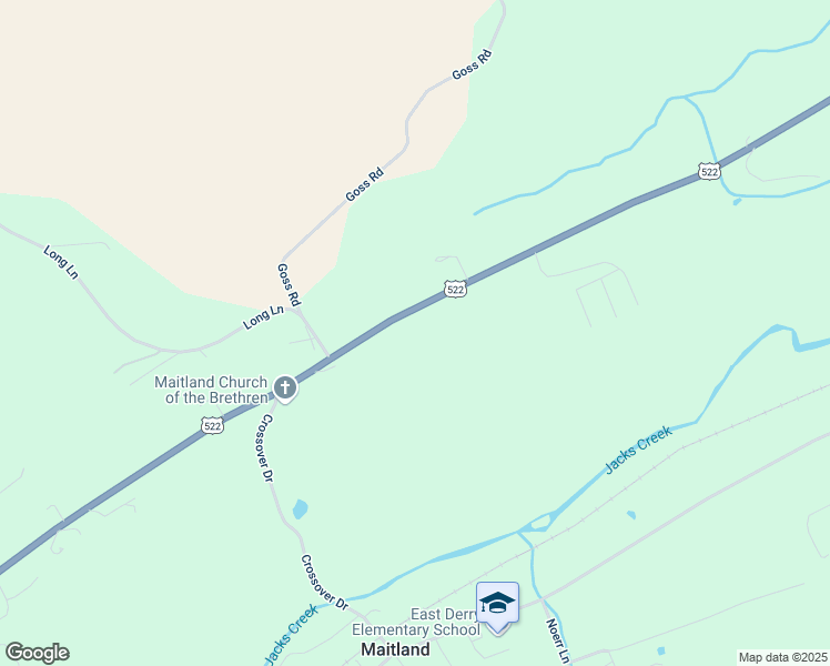 map of restaurants, bars, coffee shops, grocery stores, and more near Highway 522 South in Mifflin County