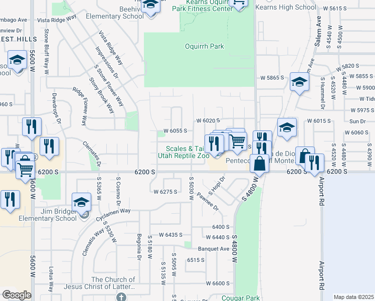 map of restaurants, bars, coffee shops, grocery stores, and more near 5046 Loomis Lane in Salt Lake City