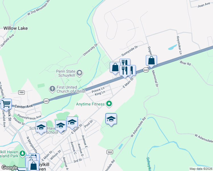 map of restaurants, bars, coffee shops, grocery stores, and more near 18 Hilltop Mobile Home Park in Schuylkill Haven