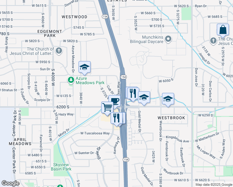 map of restaurants, bars, coffee shops, grocery stores, and more near 6144 Vixen Way in Taylorsville