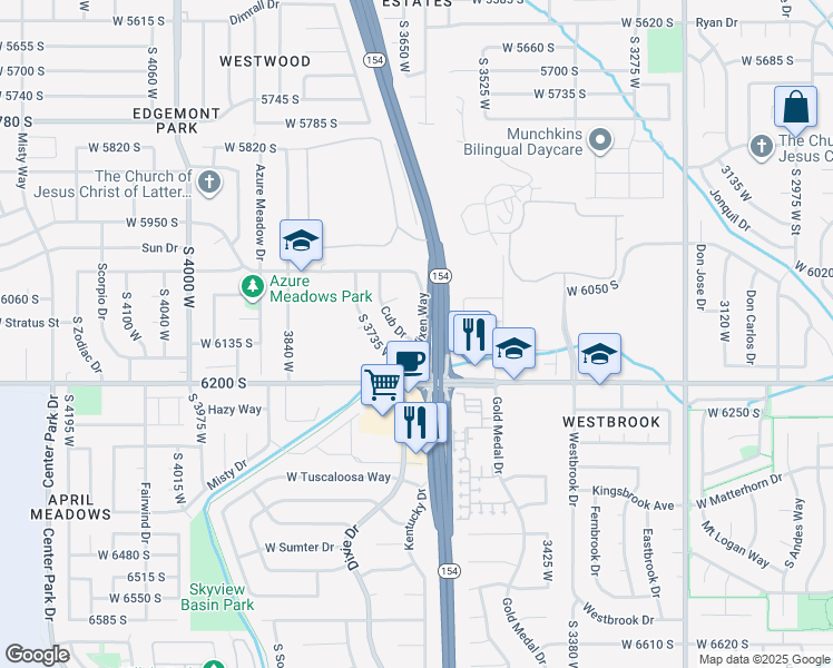 map of restaurants, bars, coffee shops, grocery stores, and more near 6144 Vixen Way in Taylorsville