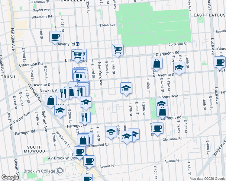 map of restaurants, bars, coffee shops, grocery stores, and more near in Brooklyn