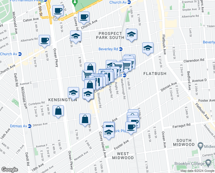 map of restaurants, bars, coffee shops, grocery stores, and more near in Brooklyn