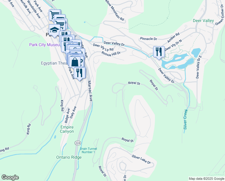 map of restaurants, bars, coffee shops, grocery stores, and more near 207 Golden Eagle in Park City