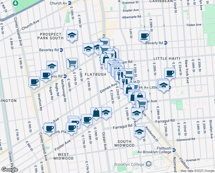 map of restaurants, bars, coffee shops, grocery stores, and more near in Brooklyn